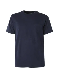 Baci & Abbracci T-shirt girocollo in cotone da uomo con taschino - blu scuro