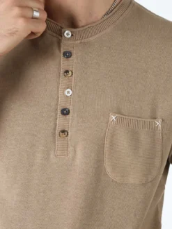 Bad Boys Maglia da uomo in cotone a maniche corte con taschino - sabbia