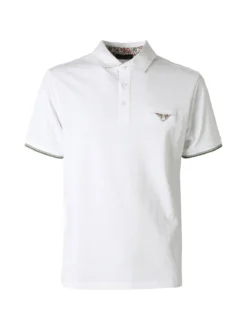Bad Boys Polo da uomo in cotone a maniche corte con taschino a filetto - bianco