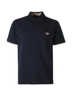 Bad Boys Polo da uomo in cotone a maniche corte con taschino a filetto - blu scuro