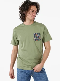 Bad Boys T-shirt girocollo da uomo in cotone con taschino decorato - militare