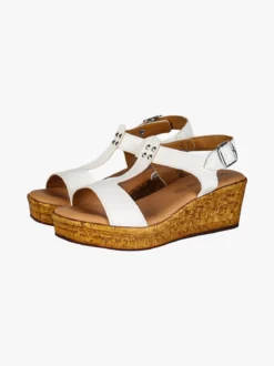 Baia Delle Zagare Sandali donna con zeppa e plateau e dettaglio borchie - bianco