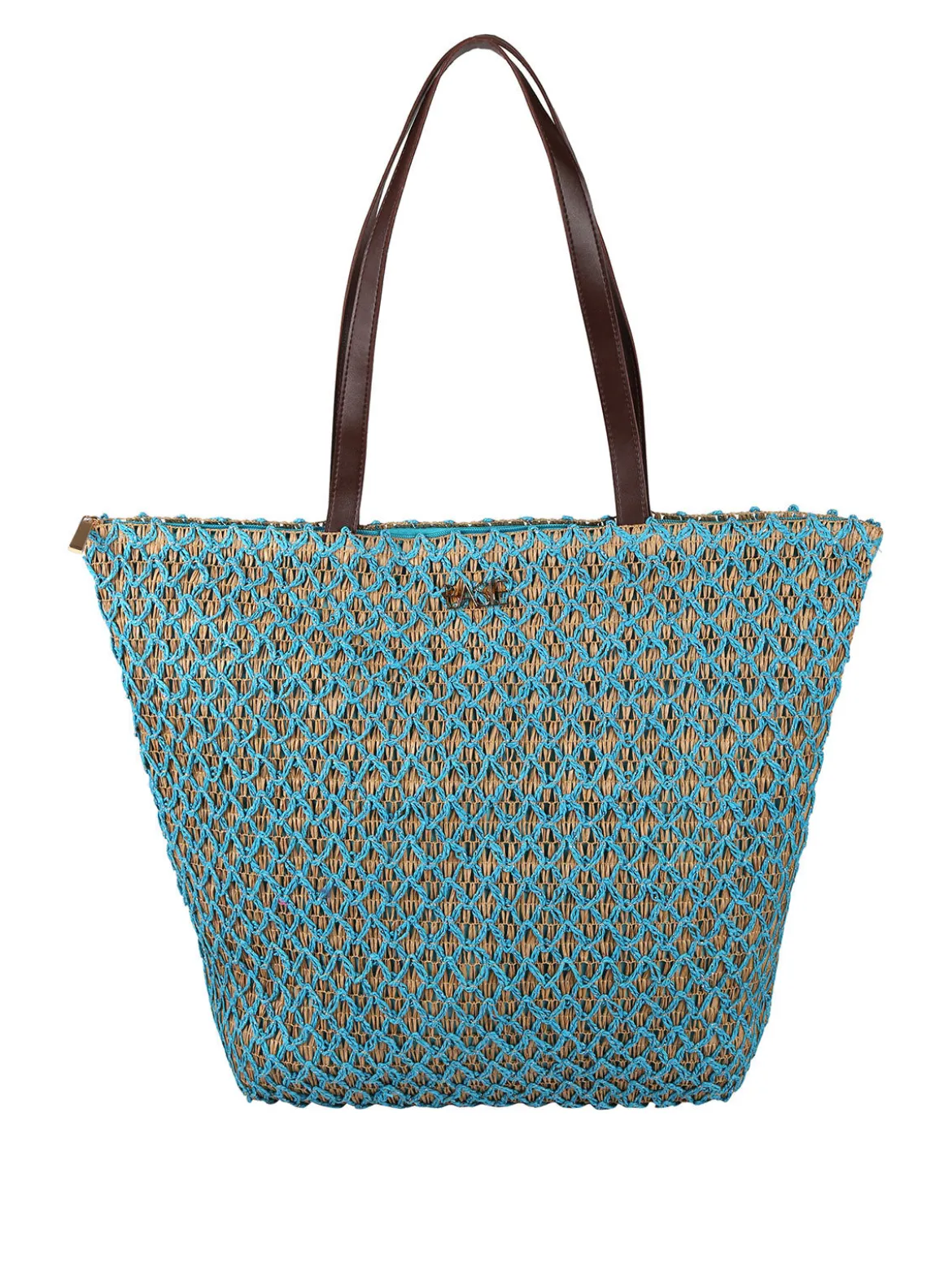 Basile Borsa da mare in paglia con dettagli in lurex