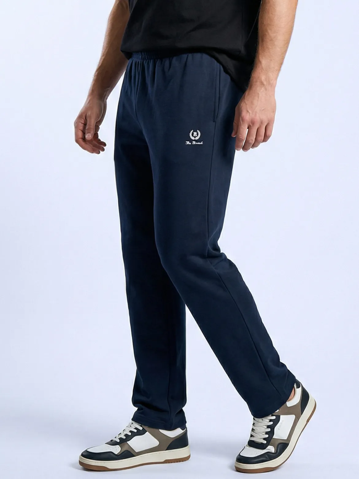 Be Board Pantaloni sportivi da uomo in cotone con coulisse - blu scuro