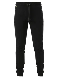 Be Board Pantaloni sportivi da uomo in cotone con coulisse e polsini - nero