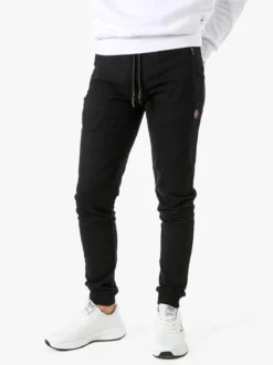 Be Board Pantaloni sportivi da uomo in cotone con coulisse e polsini - nero