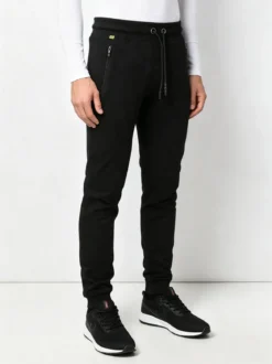 Be Board Pantaloni sportivi da uomo in cotone con coulisse e polsini - nero