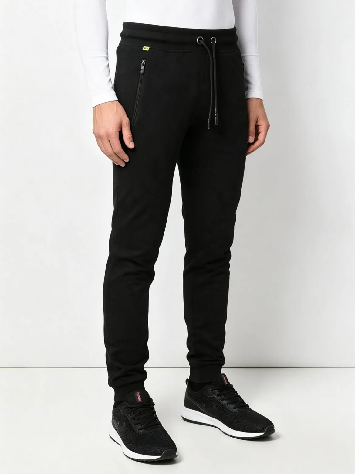 Be Board Pantaloni sportivi da uomo in cotone con coulisse e polsini - nero