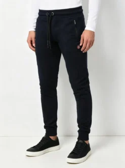 Be Board Pantaloni sportivi da uomo in cotone con coulisse e polsini - blu scuro