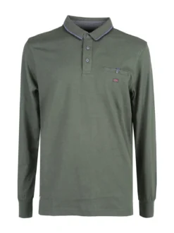 Be Board Polo da uomo a maniche lunghe con taschino - militare