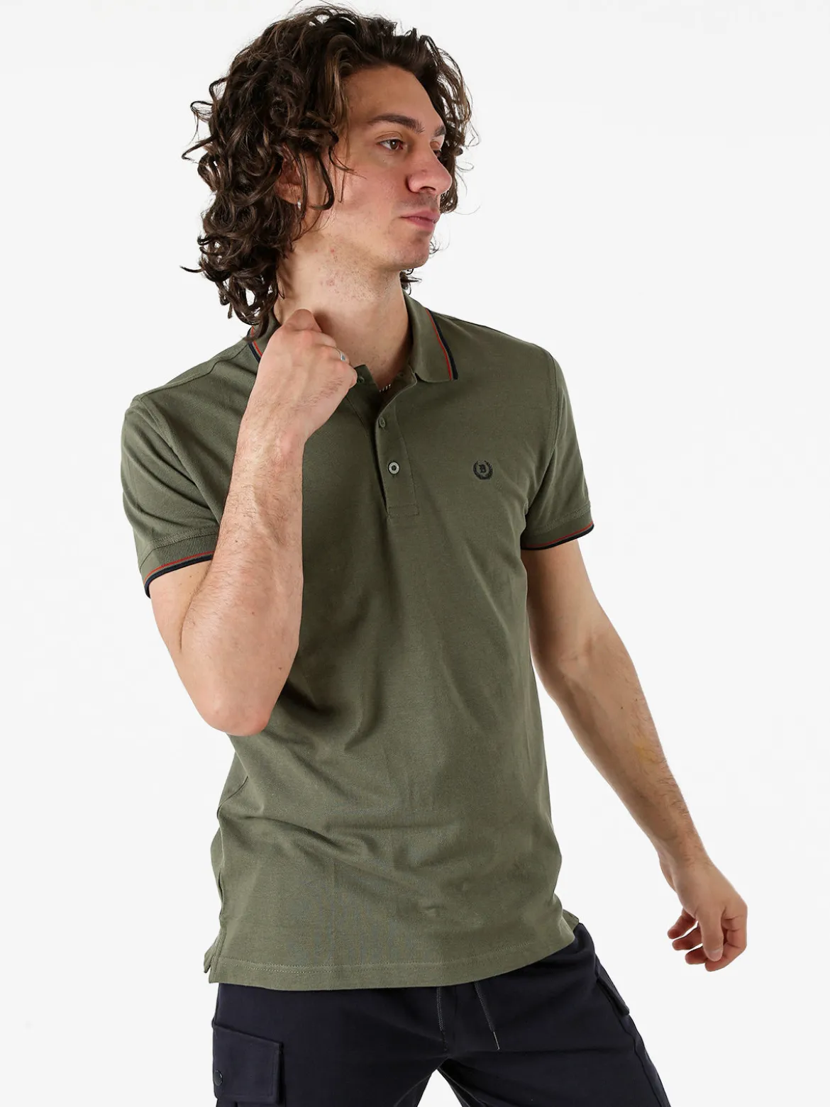 Be Board Polo in cotone da uomo a maniche corte - militare