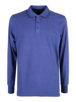 Be Board Polo uomo a maniche lunghe in cotone - blu