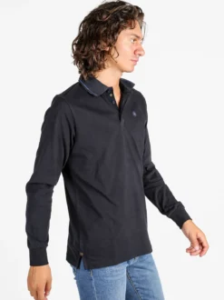 Be Board Polo uomo a maniche lunghe in cotone - blu scuro