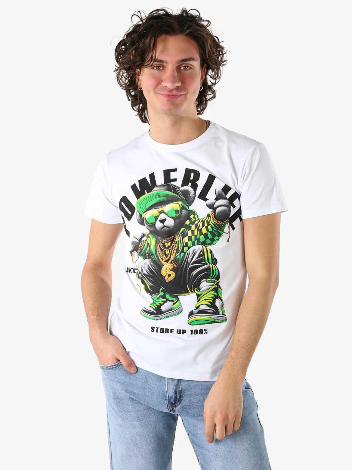 Belman T-shirt da uomo in cotone con stampa - bianco