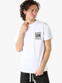 Belman T-shirt da uomo in cotone con stampa dietro - bianco