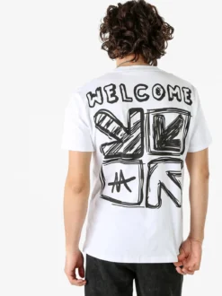 Belman T-shirt da uomo in cotone con stampa dietro - bianco