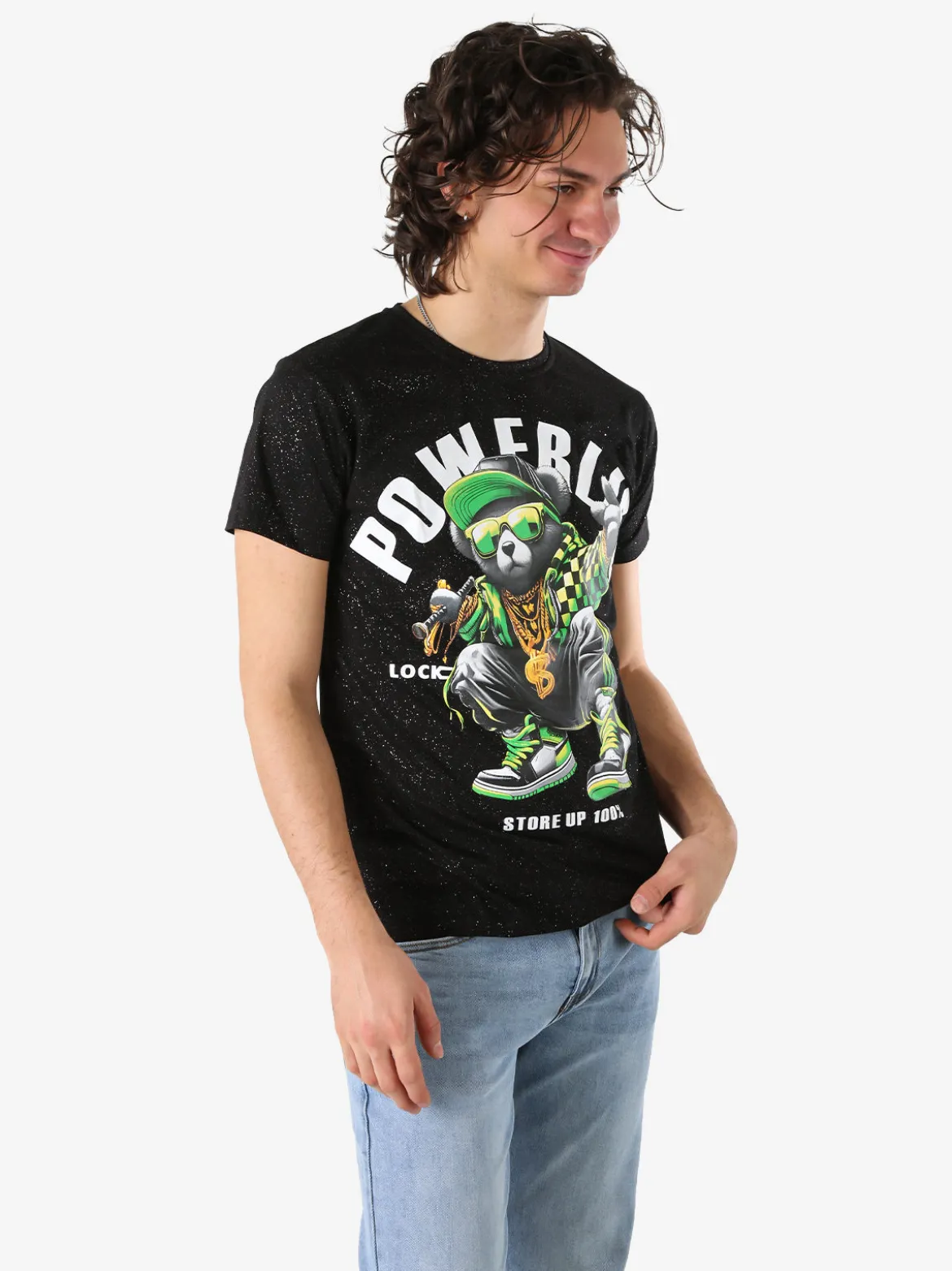 Belman T-shirt da uomo in cotone con stampa - nero