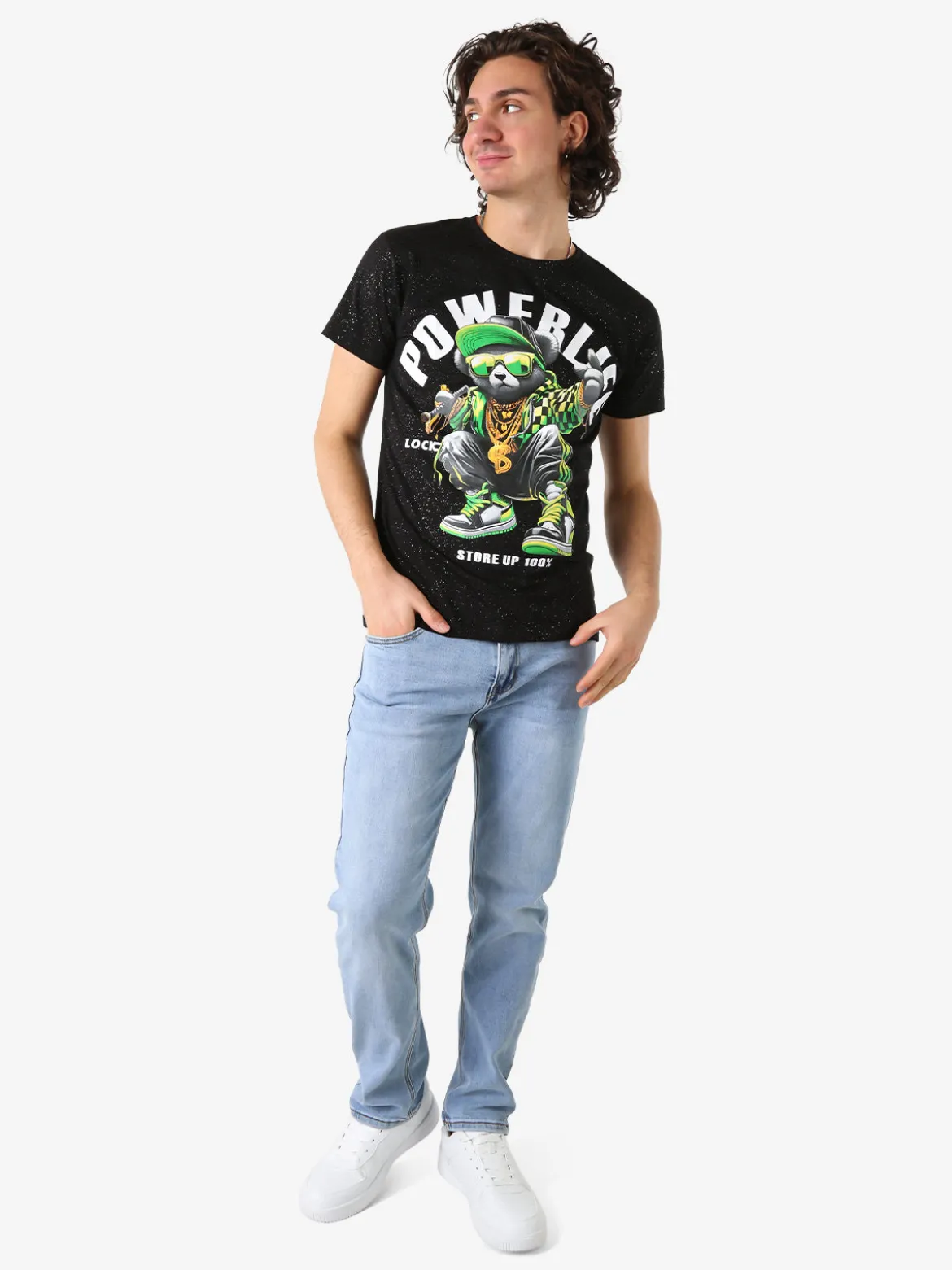 Belman T-shirt da uomo in cotone con stampa - nero