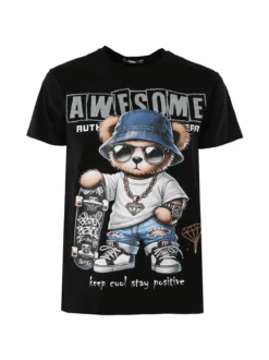 Belman T-shirt da uomo in cotone con stampa - nero