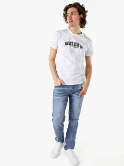 Belman T-shirt girocollo da uomo in cotone con stampe - bianco