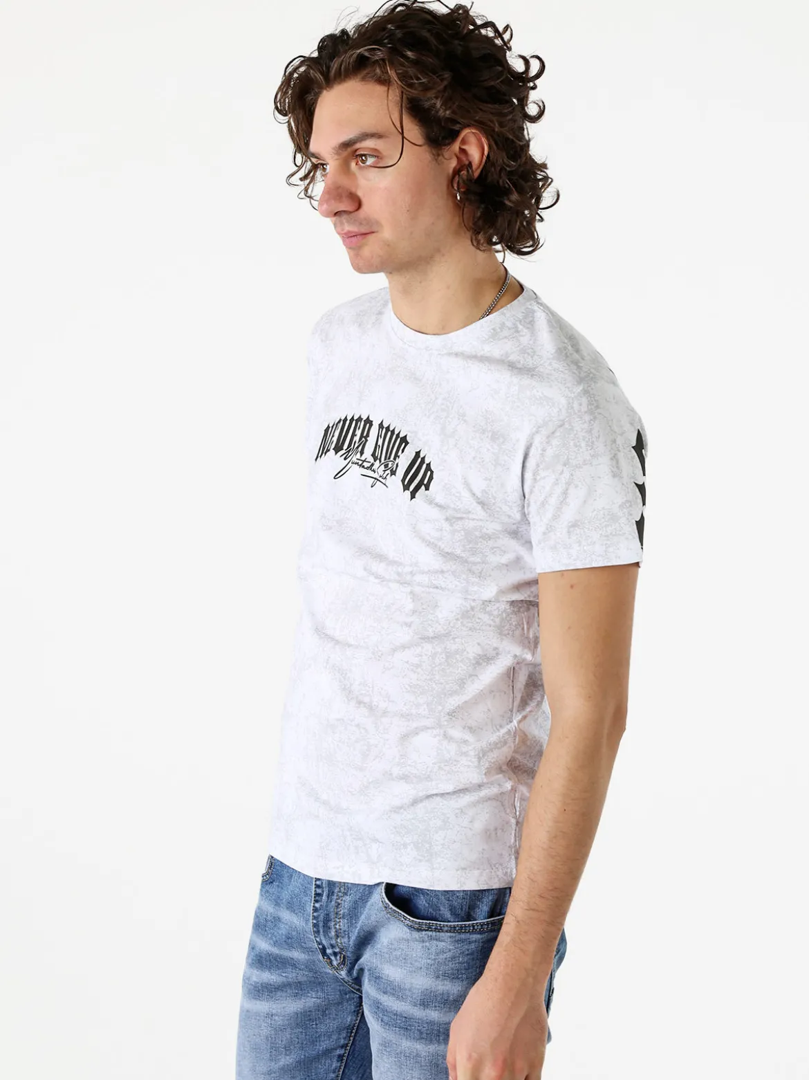 Belman T-shirt girocollo da uomo in cotone con stampe - bianco