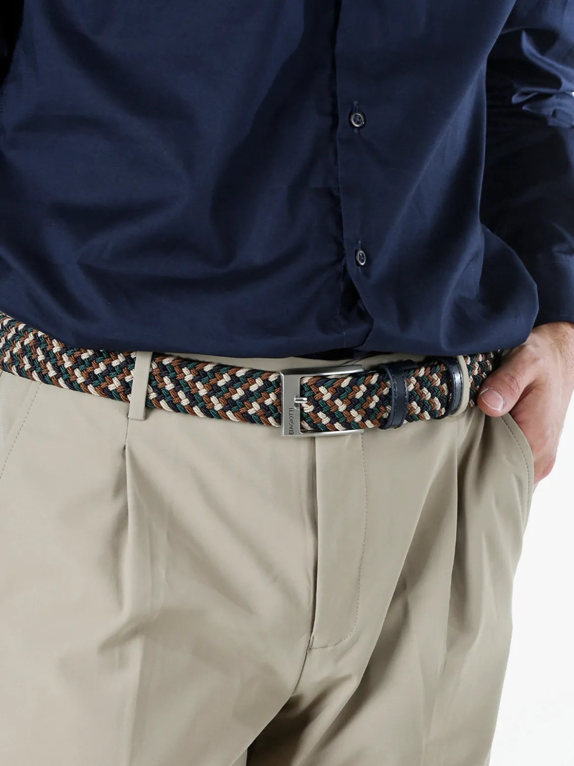 Biagiotti Uomo Cintura da uomo elasticizzata in corda - verde