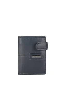Biagiotti Uomo Mini portafoglio in pelle da uomo verticale con bottone - blu scuro