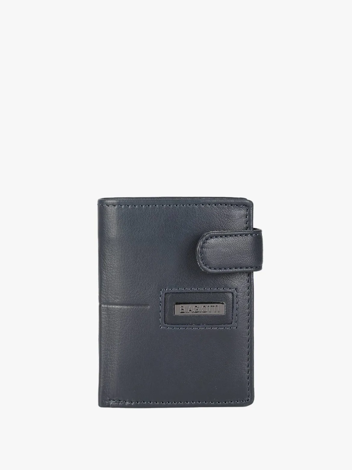 Biagiotti Uomo Mini portafoglio in pelle da uomo verticale con bottone - blu scuro