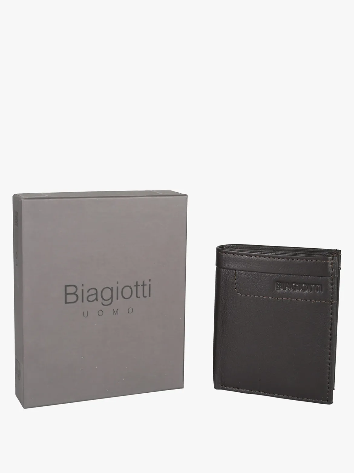 Biagiotti Uomo Mini portafoglio verticale in pelle da uomo - moro