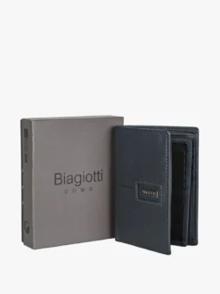 Biagiotti Uomo Portafoglio verticale in pelle da uomo - blu scuro