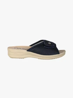 Blu Star Ciabatte donna con cinturino a strappo e plantare in pelle - blu scuro