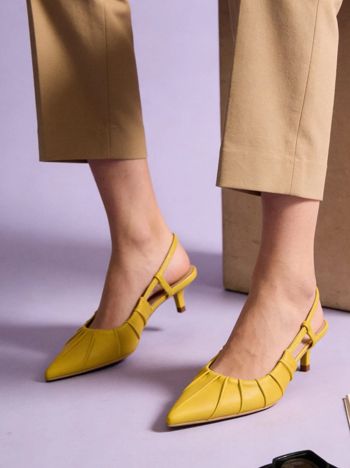 Bottega22 Slingback donna a punta con tacco a rocchetto - giallo