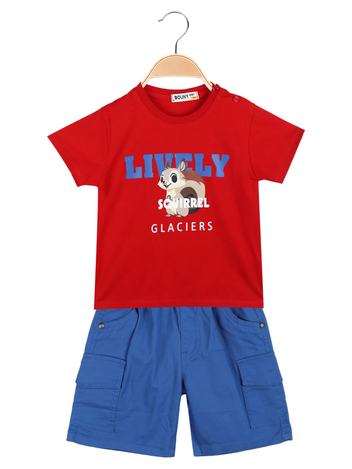Bouny Baby Completo 2 pezzi da neonato con t-shirt e bermuda cargo