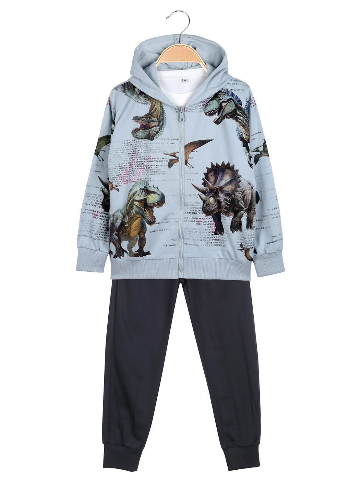 Boys & Style Completo tuta 3 pezzi da bambino con cappuccio e zip - azzurro