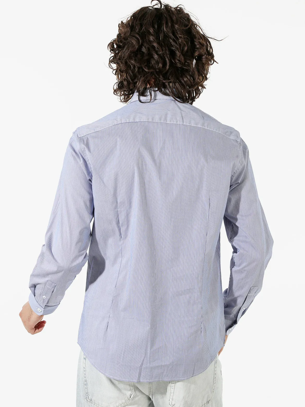Bread & Buttons Camicia da uomo rigata a maniche lunghe - blu