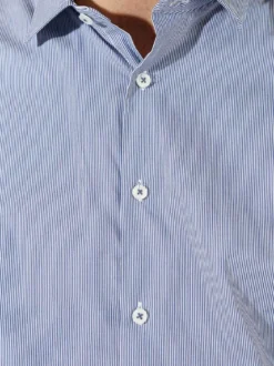 Bread & Buttons Camicia da uomo rigata a maniche lunghe - blu