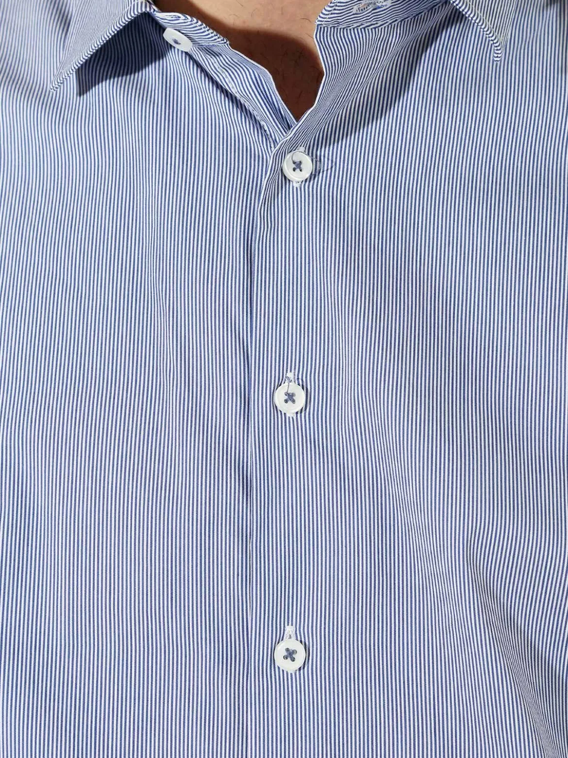Bread & Buttons Camicia da uomo rigata a maniche lunghe - blu