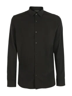 Bread & Buttons Camicia da uomo slim fit microtouch a maniche lunghe