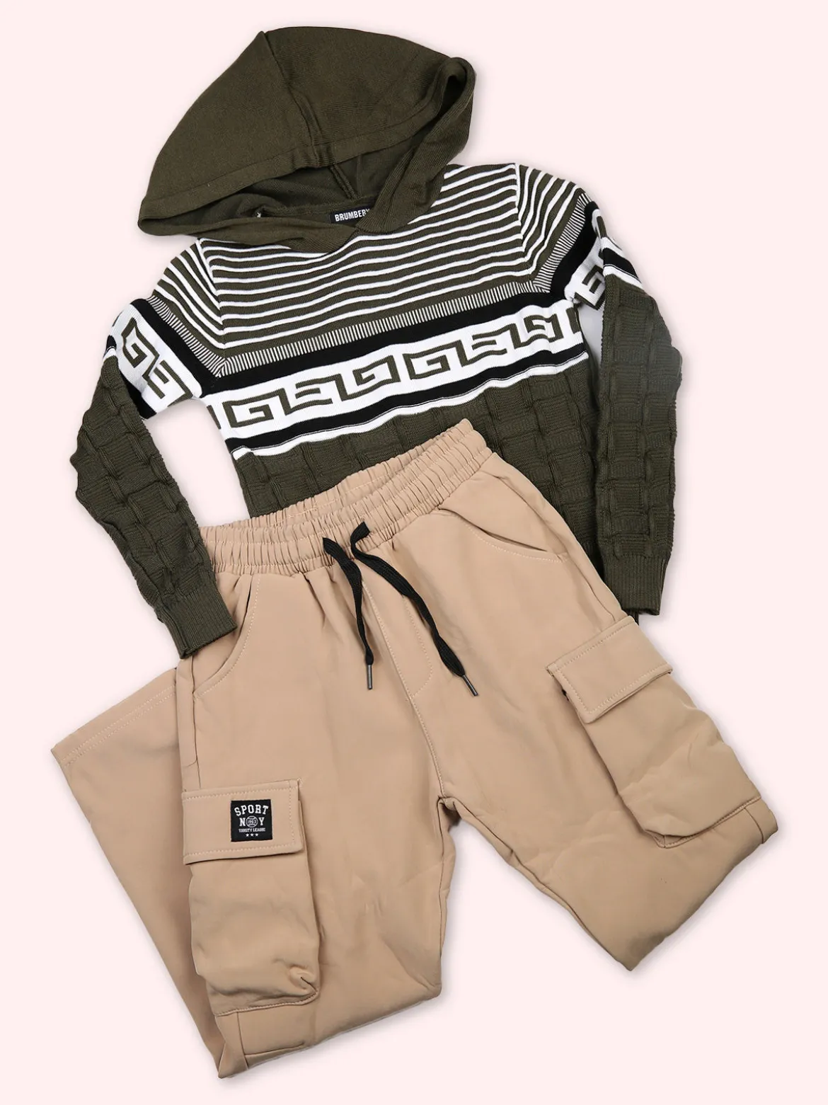 Brum Beby Pullover da bambino in maglia con cappuccio - militare