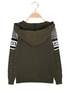 Brum Beby Pullover da bambino in maglia con cappuccio - militare