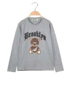 Brum Beby T-shirt da bambino a maniche lunghe con stampa - grigio