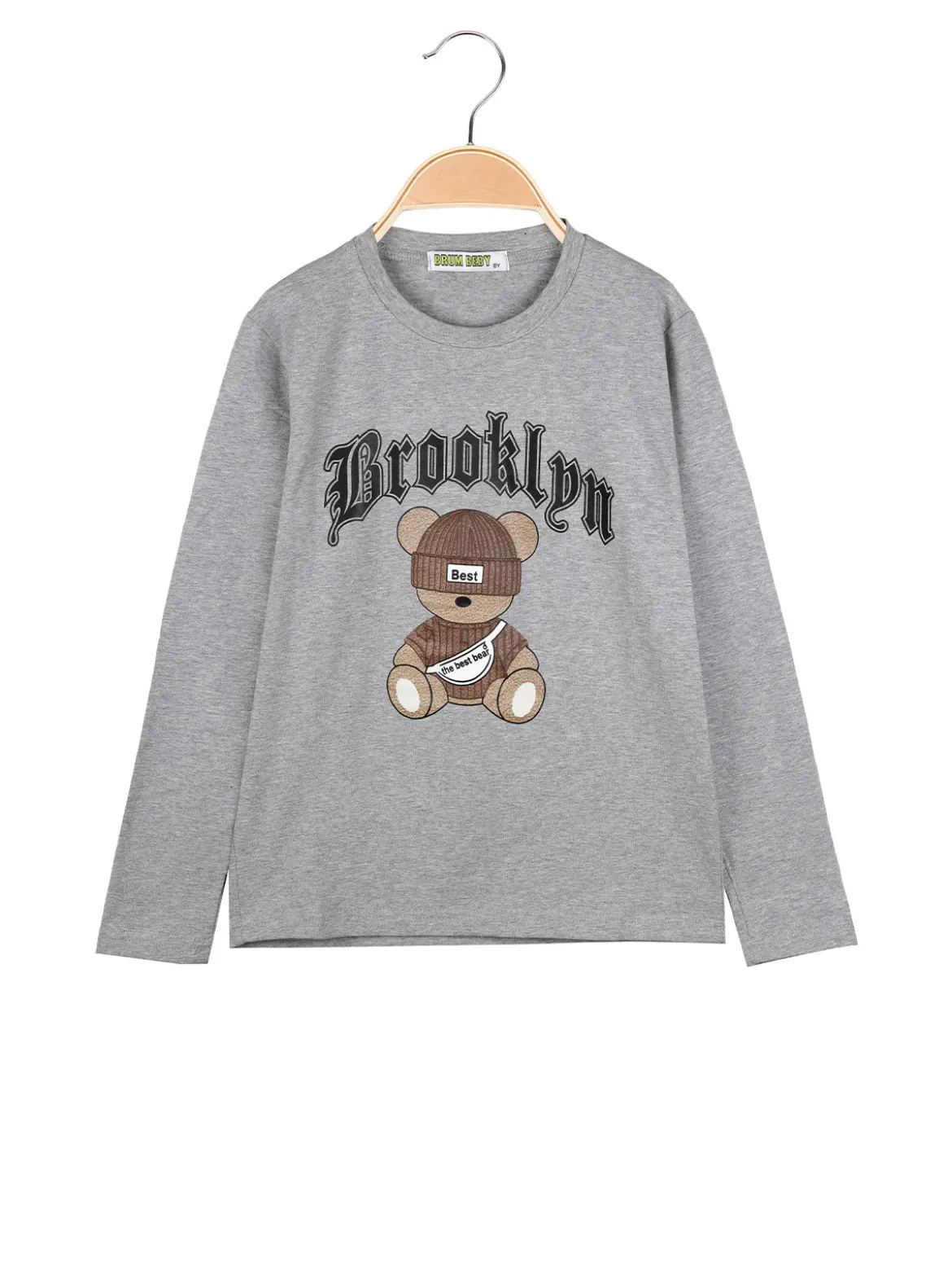 Brum Beby T-shirt da bambino a maniche lunghe con stampa - grigio
