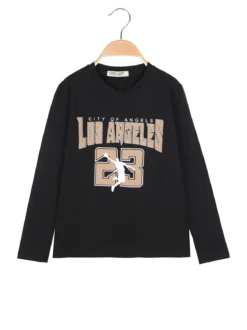 Brum Beby T-shirt da bambino a maniche lunghe con stampa - nero