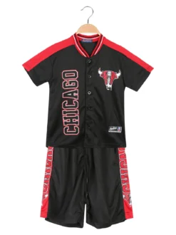 Bskt Completo da bambino sportivo con t-shirt con bottoni e bermuda