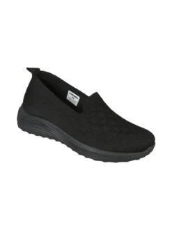 Canguro Sneakers donna slip on in maglia con zeppa - nero