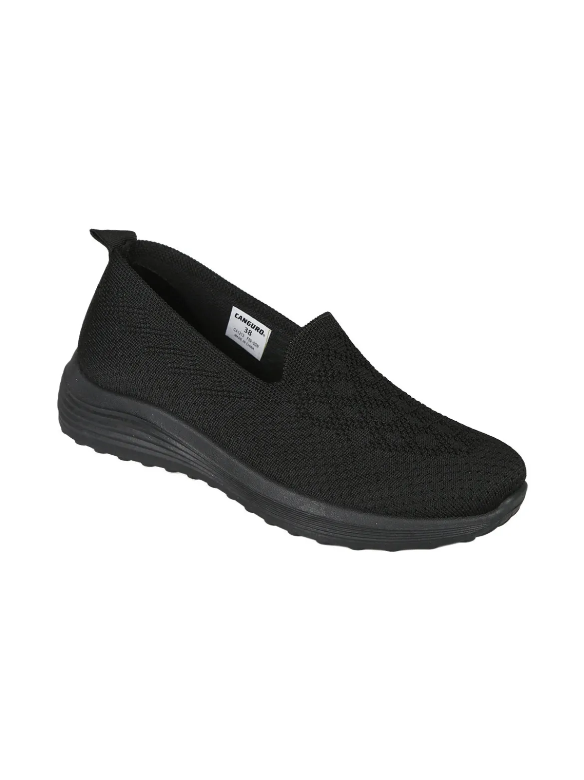 Canguro Sneakers donna slip on in maglia con zeppa - nero
