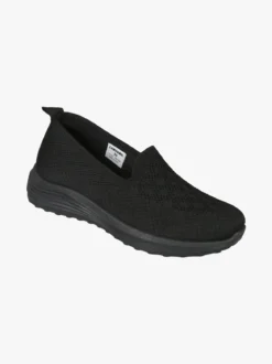 Canguro Sneakers donna slip on in maglia con zeppa - nero