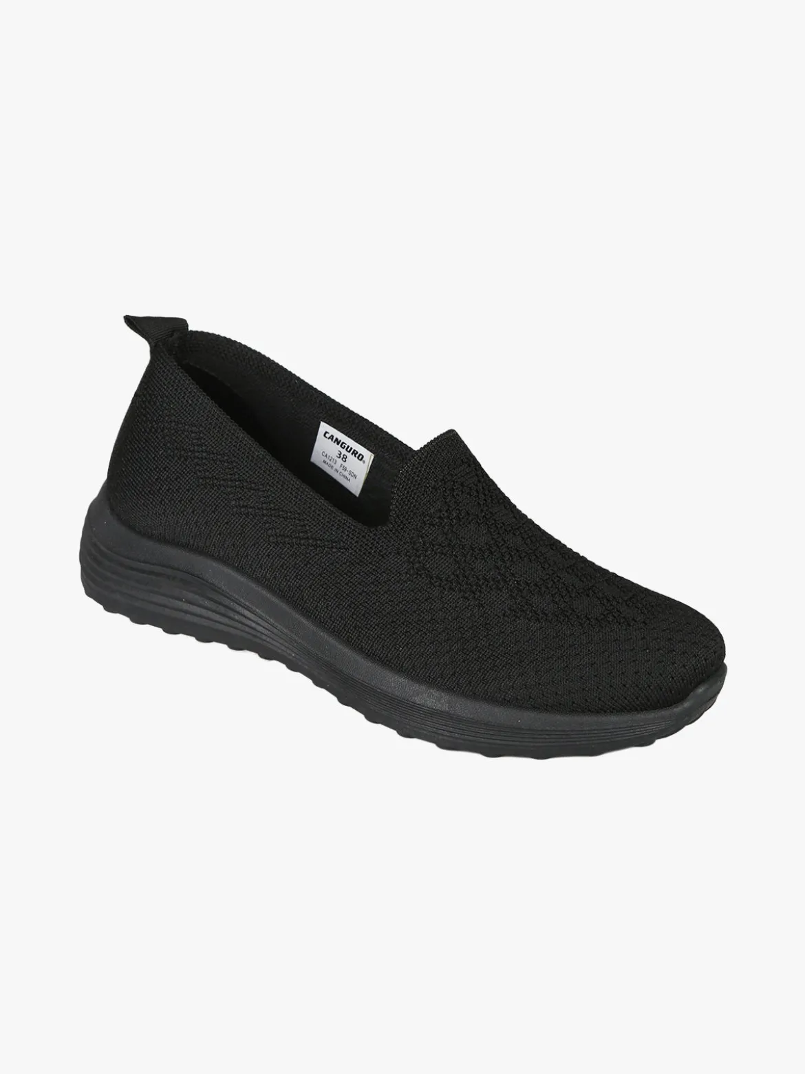 Canguro Sneakers donna slip on in maglia con zeppa - nero