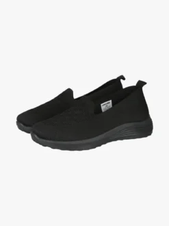 Canguro Sneakers donna slip on in maglia con zeppa - nero