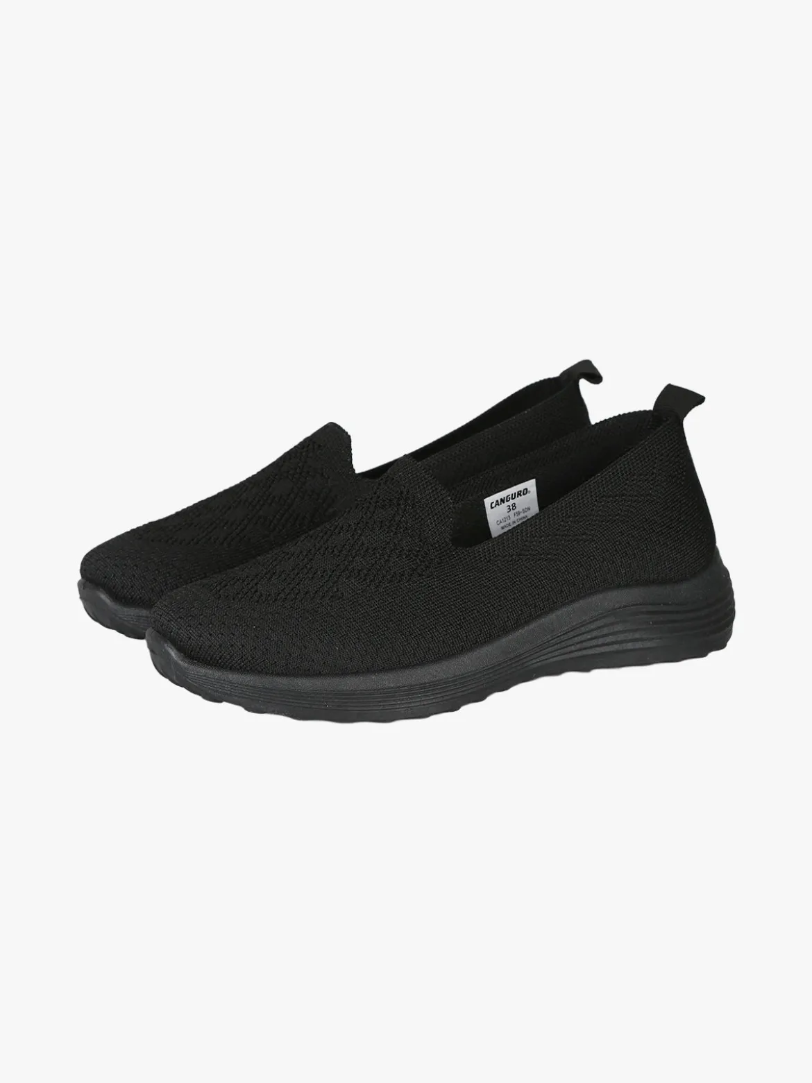 Canguro Sneakers donna slip on in maglia con zeppa - nero